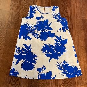 Bold royal blue floral sleeveless dress relaxed fit cotton viscose blend Large